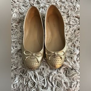 Coach Doreen Metallic Gold Ballet Flats, Size 6